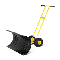 Garvee Empujador de Nieve de Acero 91.44 Cm con Ruedas, Hoja Ajustable, Mango Ergonómico y Base Protectora, Armazón Resistente para Conductores en Entradas de Vehículos, Amarillo