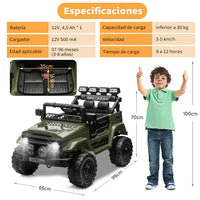 Garvee Coche Eléctrico 12V, Bluetooth, Luces LED, Seguridad, Control Remoto, 3-6 años, Interior y Exterior, Verde