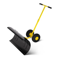 Garvee Pala de Nieve de Acero 91.44 Cm con Ruedas, Mango Ajustable y Base Estable, Diseño Ergonómico para Usuarios de Vehículos en Entradas de Autos, Amarillo