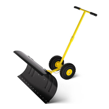 Garvee Pala de Nieve de Acero 91.44 Cm con Ruedas, Mango Ajustable y Base Estable, Diseño Ergonómico para Usuarios de Vehículos en Entradas de Autos, Amarillo