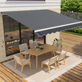 Garvee Toldo Retráctil Manual 3x2.5m para Terraza y Jardín, Toldo Exterior Impermeable con Protección UV y Manivela, Aluminio Reforzado Color Gris - Gris