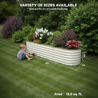 Garvee Jardineras Elevadas Galvanizadas 244x61x46 cm Beige para Jardines al Aire Libre - Acero Galvanizado, Resistente a la Oxidación, Fácil Montaje, Drenaje Óptimo, Diseño Modular
