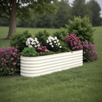 Garvee Jardineras Elevadas Galvanizadas 244x61x46 cm Beige para Jardines al Aire Libre - Acero Galvanizado, Resistente a la Oxidación, Fácil Montaje, Drenaje Óptimo, Diseño Modular