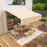 Garvee Toldo Retráctil Manual 300x240 cm para Patio y Terraza, Marco de Aluminio, Lona Impermeable 280g/m² con Protección UV50+ y Manivela, Caqui - Beige
