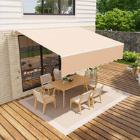 Garvee Toldo Retráctil Manual 300x240 cm para Patio y Terraza, Marco de Aluminio, Lona Impermeable 280g/m² con Protección UV50+ y Manivela, Caqui