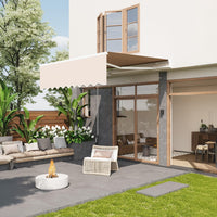 Garvee Toldo Retráctil Manual 300x240 cm para Patio y Terraza, Marco de Aluminio, Lona Impermeable 280g/m² con Protección UV50+ y Manivela, Caqui
