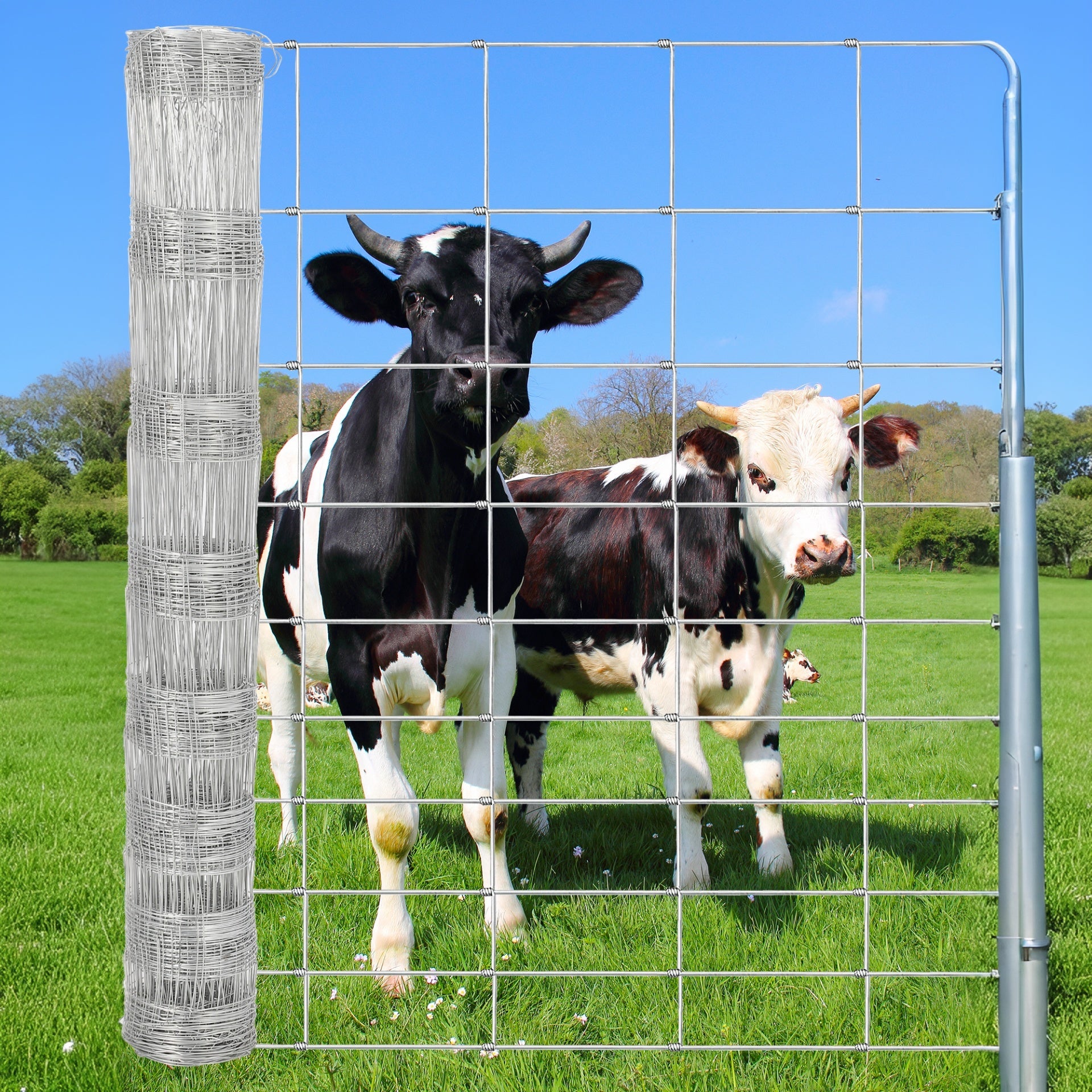 Garvee Valla para Ganado 1.2x50m Acero Galvanizado 14-Gauge Malla Soldada Resistente a Impactos Ganaderos, Agricultores Granjas, Campos, Jardines Plata