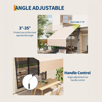 Garvee Toldo Retráctil Manual 300x240 cm para Patio y Terraza, Marco de Aluminio, Lona Impermeable 280g/m² con Protección UV50+ y Manivela, Caqui