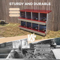 Garvee Caja de Nido para Pollos 2 Capas 8 Compartimentos, Acero Galvanizado, Con 8 Huevos Falsos, Bandeja Recolección Barra Posadero, Antióxido Gallineros, Rojo