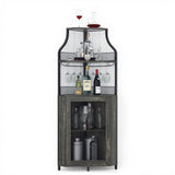 Garvee Mueble Esquinero para Vino de Hierro y PB, Estante Desmontable con Soporte para Copas, Antióxido, 46.99x34.04x152.4cm, Cocina y Sala, Color Quemado - Color quemado