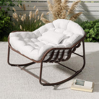 Garvee Silla Mecedora Interior/Exterior Silla Huevo de Ratán Royal Cómoda Sobredimensionada con Cojín Acolchado Olefina Resistente Jardín Porche
