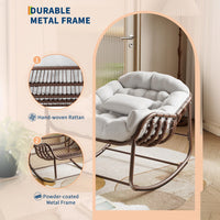 Garvee Silla Mecedora Interior/Exterior Silla Huevo de Ratán Royal Cómoda Sobredimensionada con Cojín Acolchado Olefina Resistente Jardín Porche