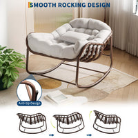 Garvee Silla Mecedora Interior/Exterior Silla Huevo de Ratán Royal Cómoda Sobredimensionada con Cojín Acolchado Olefina Resistente Jardín Porche