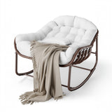 Garvee Schaukelstuhl Papasan Exterior Acero E-Beschichtet Cojín Acolchado Para Jardín Y Terraza - Blanco