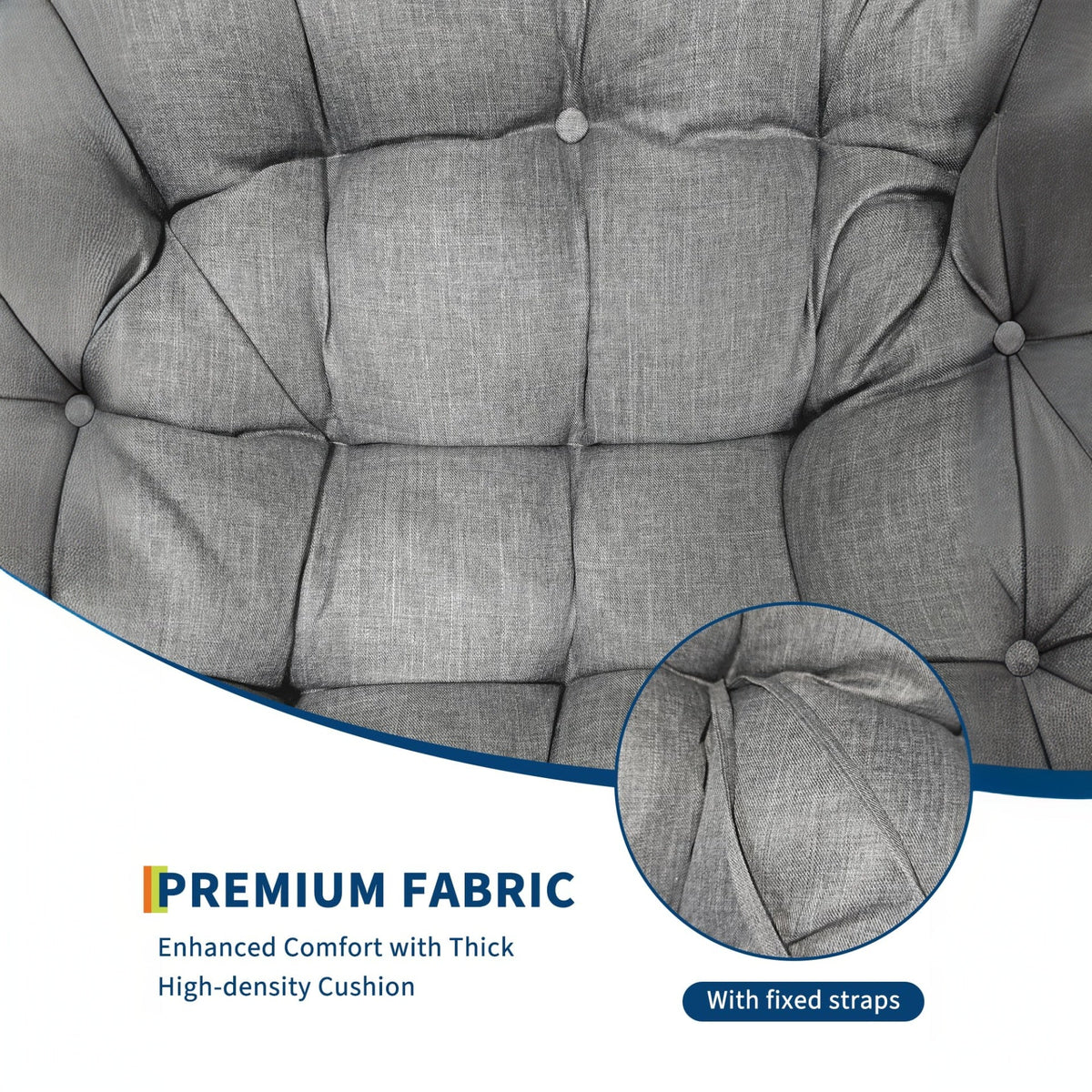 Garvee Silla Mecedora Interior/Exterior Sillón Huevo de Ratán Real con Cojín Acolchado para Jardín y Patio, Gran Espacio, Material Olefina Resistente, Relajante, Marrón
