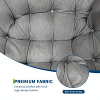 Garvee Silla Mecedora Interior/Exterior Sillón Huevo de Ratán Real con Cojín Acolchado para Jardín y Patio, Gran Espacio, Material Olefina Resistente, Relajante, Marrón