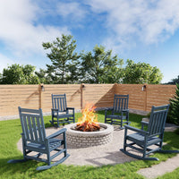 Garvee Silla Mecedora Exterior Poly Lumber - HDPE Resistente al Clima, Respaldo Alto, Soporta 172kg, Azul Marino para Patio