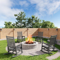 Garvee Silla Mecedora Poly Lumber para Exterior - HDPE Resistente a Todo Clima - Respaldo Alto y Base Estable - Gris - Ideal para Patio y Porche