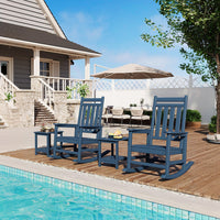 Garvee Silla Mecedora Exterior Poly Lumber - HDPE Resistente al Clima, Respaldo Alto, Soporta 172kg, Azul Marino para Patio