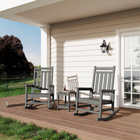 Garvee Silla Mecedora Poly Lumber para Exterior - HDPE Resistente a Todo Clima - Respaldo Alto y Base Estable - Gris - Ideal para Patio y Porche