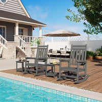 Garvee Silla Mecedora Poly Lumber para Exterior - HDPE Resistente a Todo Clima - Respaldo Alto y Base Estable - Gris - Ideal para Patio y Porche