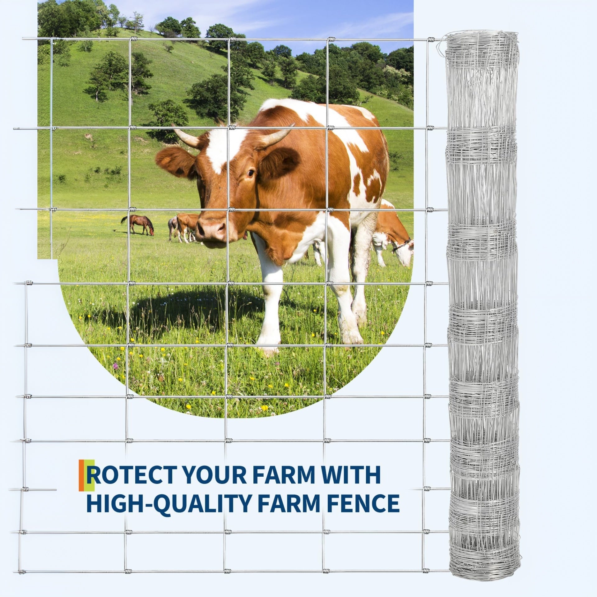 Garvee Valla para Ganado 1.8x50m Alambre Galvanizado Malla Soldada Robusta Resistente Ganaderos, Propietarios Granjas, Hogares, Jardines Plata
