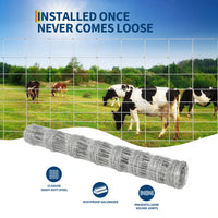 Garvee Valla para Ganado 1.8x100m Alambre Galvanizado Malla Cadena Robusta Resistente Ganaderos, Propietarios Granjas, Hogares, Campos Plata