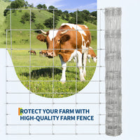 Garvee Valla para Ganado 1.8x100m Alambre Galvanizado Malla Cadena Robusta Resistente Ganaderos, Propietarios Granjas, Hogares, Campos Plata