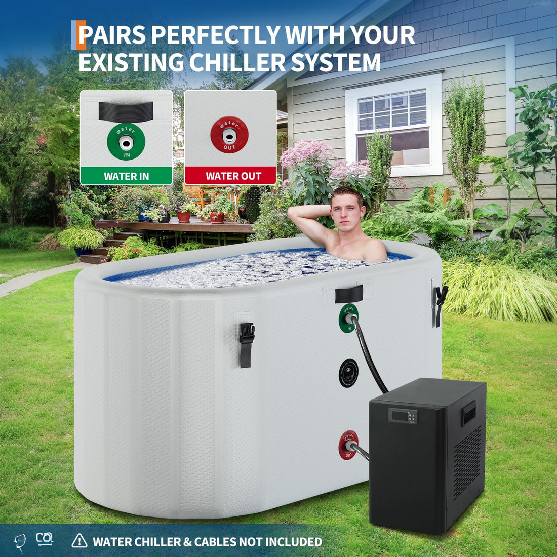 Garvee Tina de Baño de Hielo para Atletas PVC Militar Inmersión Completa Compatible con Enfriadores Ligera y Portátil