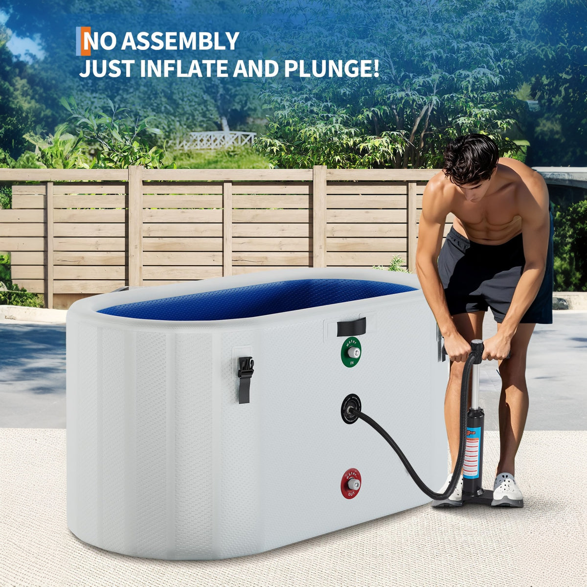 Garvee Tina de Baño de Hielo para Atletas PVC Militar Inmersión Completa Compatible con Enfriadores Ligera y Portátil