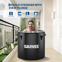 Garvee Bañera de Hielo Inflable para Atletas 704 Litros 100x90 cm Terapia de Inmersión en Frío con Tapa Aislante Negro