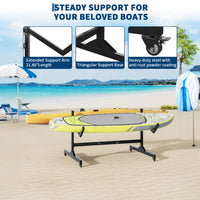 Garvee Soporte para Kayaks para 2 Unidades de Acero Laminado con Ruedas y Anchura Ajustable Almacenamiento Móvil 129-170 cm Negro