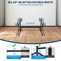 Garvee Soporte para Kayaks para 2 Unidades de Acero Laminado con Ruedas y Anchura Ajustable Almacenamiento Móvil 129-170 cm Negro