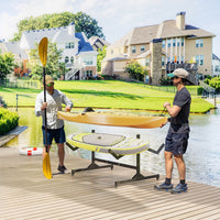 Garvee Soporte para Kayaks para 2 Unidades de Acero Laminado con Ruedas y Anchura Ajustable Almacenamiento Móvil 129-170 cm Negro