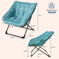 Garvee Silla Saucer De Piel De Conejo Plegable Cómoda Con Estructura Metálica Para Dormitorio Y Sala Compacta