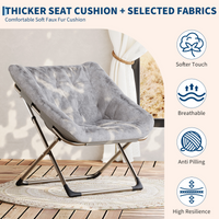 Garvee Silla Plegable Saucer para Adultos con Cojín de Piel Sintética, Respaldo Alto Ergonómico, Estructura de Acero, para Dormitorios y Apartamentos, Compacta y Cómoda