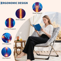 Garvee Silla Plegable Saucer para Adultos con Cojín de Piel Sintética, Respaldo Alto Ergonómico, Estructura de Acero, para Dormitorios y Apartamentos, Compacta y Cómoda