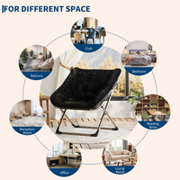 Garvee Silla Saucer de Piel de Conejo Plegable con Estructura Metálica para Dormitorio y Sala, Soporta 136 kg, Diseño Ergonómico, Color Beige