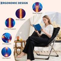 Garvee Silla Saucer de Piel de Conejo Plegable con Estructura Metálica para Dormitorio y Sala, Soporta 136 kg, Diseño Ergonómico, Color Beige