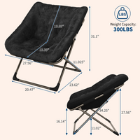 Garvee Silla Saucer de Piel de Conejo Plegable con Estructura Metálica para Dormitorio y Sala, Soporta 136 kg, Diseño Ergonómico, Color Beige