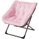 Garvee Silla Saucer de Piel de Conejo Plegable con Marco Metálico para Dormitorio y Sala, Rosa, Soporta 136 kg, Diseño Ergonómico - Rosa Osucuro