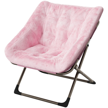 Garvee Silla Saucer de Piel de Conejo Plegable con Marco Metálico para Dormitorio y Sala, Rosa, Soporta 136 kg, Diseño Ergonómico