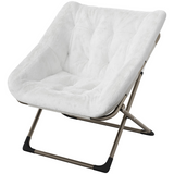 Garvee Silla Plegable Saucer para Adultos con Cojín de Piel Sintética, Respaldo Alto, Estructura de Acero, para Apartamentos y Dormitorios, Compacta y Cómoda - Blanco