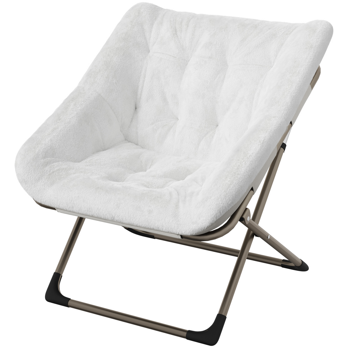 Garvee Silla Plegable Saucer para Adultos con Cojín de Piel Sintética, Respaldo Alto, Estructura de Acero, para Apartamentos y Dormitorios, Compacta y Cómoda