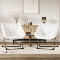 Garvee Silla Plegable Saucer para Adultos con Cojín de Piel Sintética, Respaldo Alto, Estructura de Acero, para Apartamentos y Dormitorios, Compacta y Cómoda
