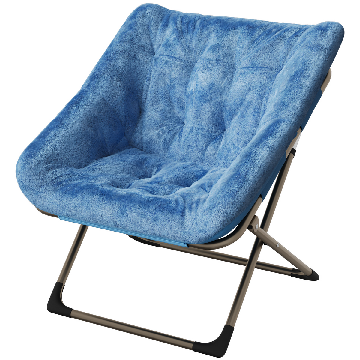 Garvee Silla Saucer de Piel de Conejo Plegable con Estructura Metálica Gris para Dormitorios y Salas Soporta 136 kg