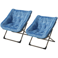 Garvee Silla Saucer de Piel de Conejo Plegable con Estructura Metálica Gris para Dormitorios y Salas Soporta 136 kg