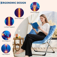 Garvee Silla Saucer de Piel de Conejo Plegable con Estructura Metálica Gris para Dormitorios y Salas Soporta 136 kg