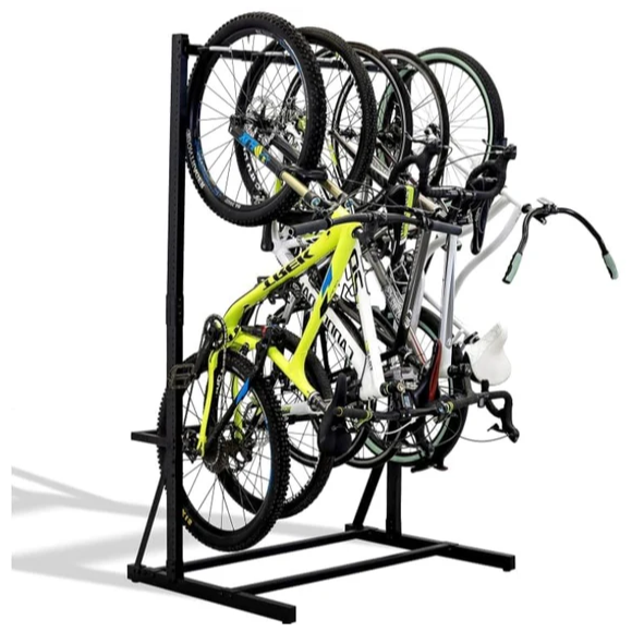 Garvee Soporte para 5 Bicicletas, Estante de Almacenamiento Ajustable con Revestimiento de PVC, Capacidad Máxima 136kg, para Garaje, Interior y Exterior