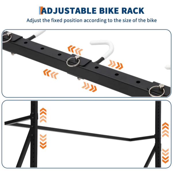 Garvee Soporte para 5 Bicicletas, Estante de Almacenamiento Ajustable con Revestimiento de PVC, Capacidad Máxima 136kg, para Garaje, Interior y Exterior